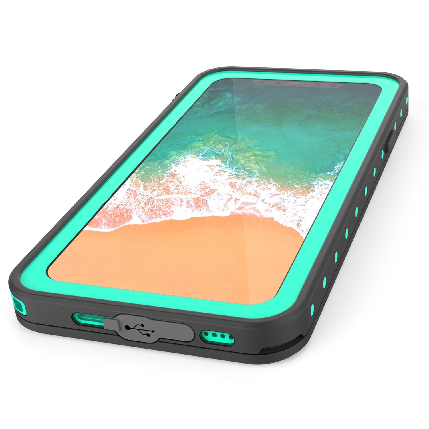 iPhone X Waterproof IP68 Case, Punkcase [Teal] [StudStar Series] [Slim Fit] [Dirtproof] - PunkCase NZ