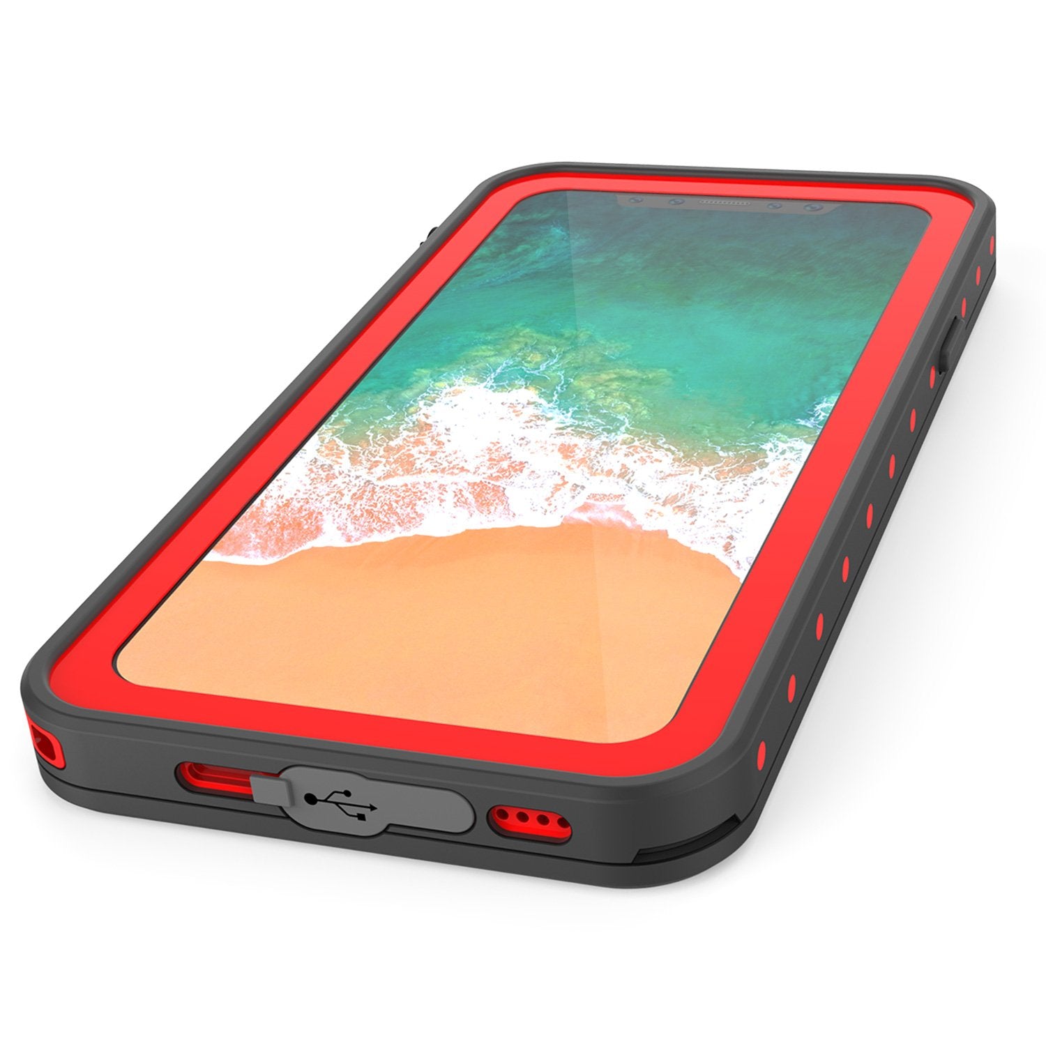 iPhone X Waterproof IP68 Case, Punkcase [Red] [StudStar Series] [Slim Fit] [Dirtproof] - PunkCase NZ