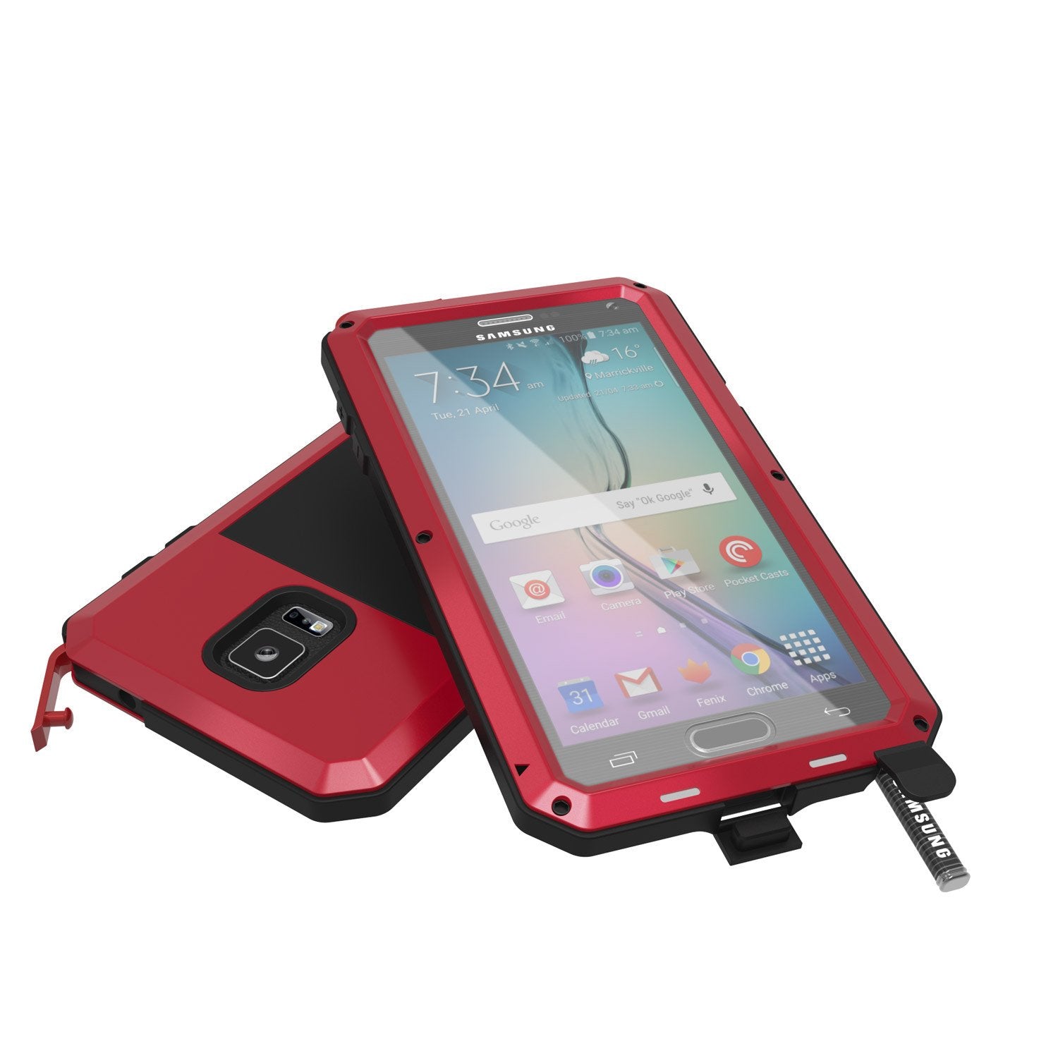 Note 4 Case, Punkcase® METALLIC Series RED w/ TEMPERED GLASS | Aluminum Frame - PunkCase NZ