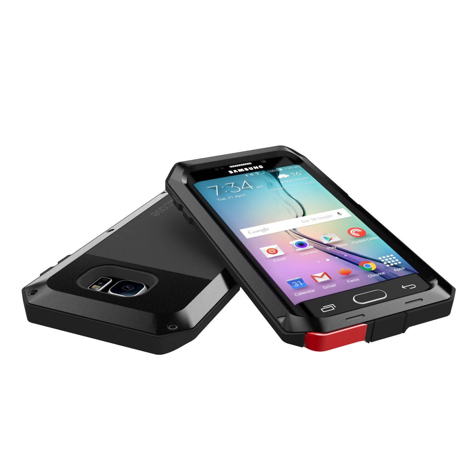Galaxy S7 EDGE Case, PUNKcase Metallic Black Shockproof  Slim Metal Armor Case - PunkCase NZ