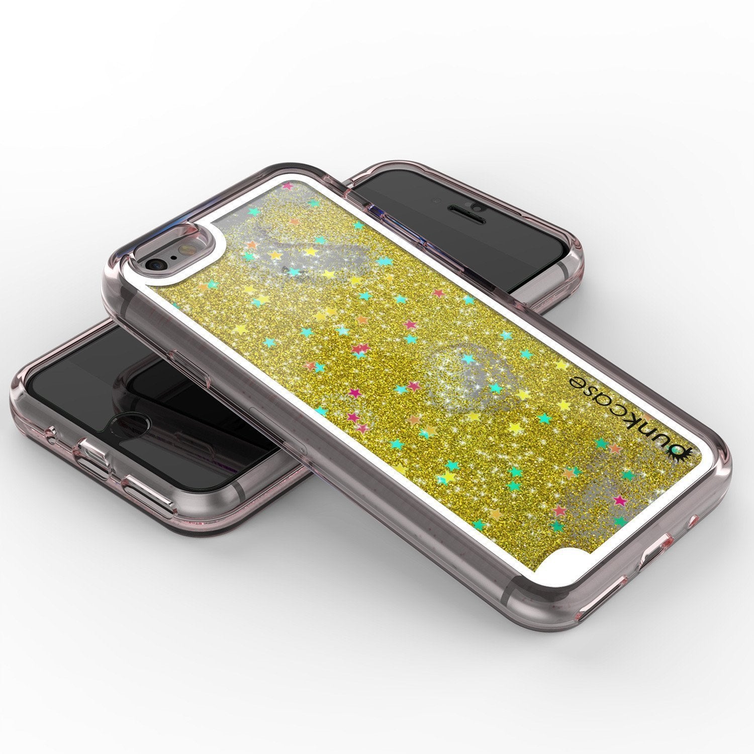 iPhone SE (4.7") Case, PunkCase LIQUID Gold Series, Protective Dual Layer Floating Glitter Cover