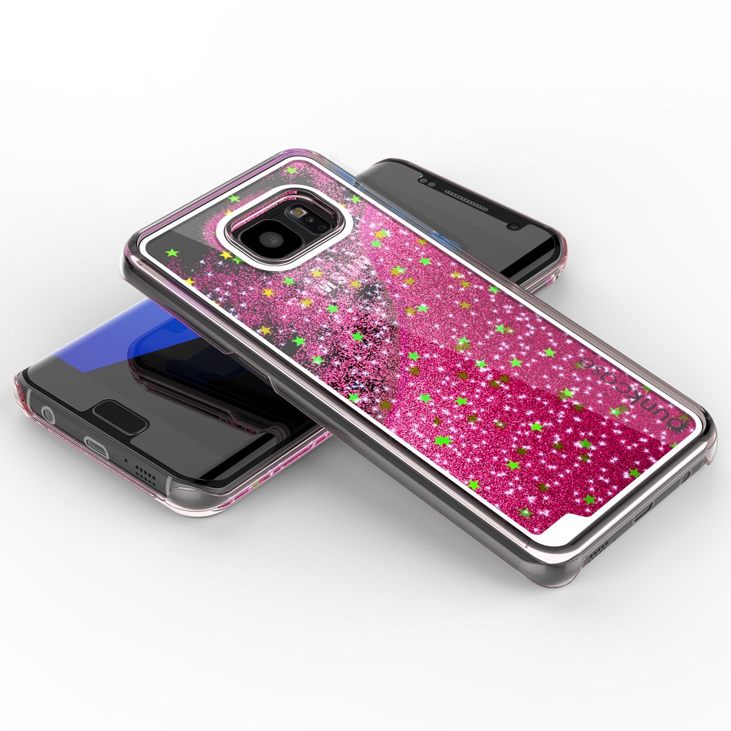 S7 Edge Case, PunkCase LIQUID Pink Series, Protective Dual Layer Floating Glitter Cover - PunkCase NZ