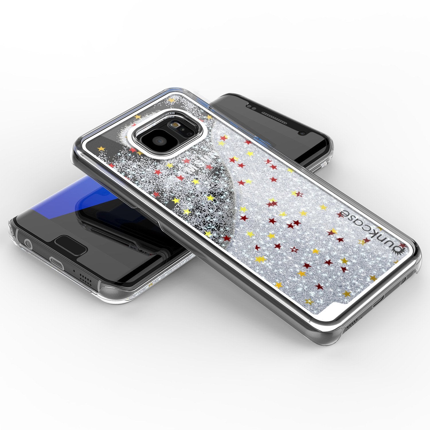 S7 Edge Case, Punkcase [Liquid Silver Series] Protective Dual Layer Floating Glitter Cover with lots of Bling & Sparkle + PunkShield Screen Protector - PunkCase NZ