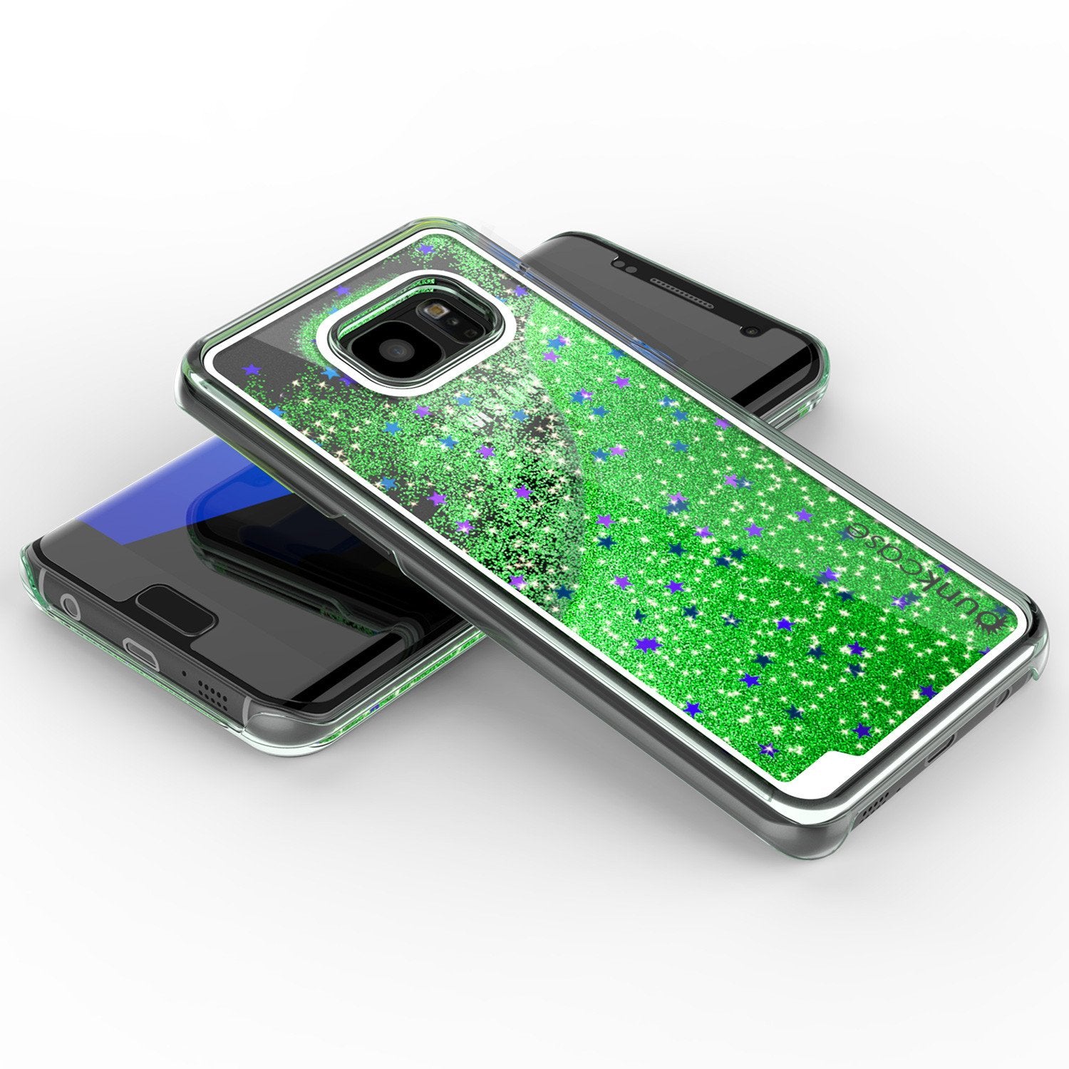 S7 Edge Case, PunkCase LIQUID Green Series, Protective Dual Layer Floating Glitter Cover - PunkCase NZ