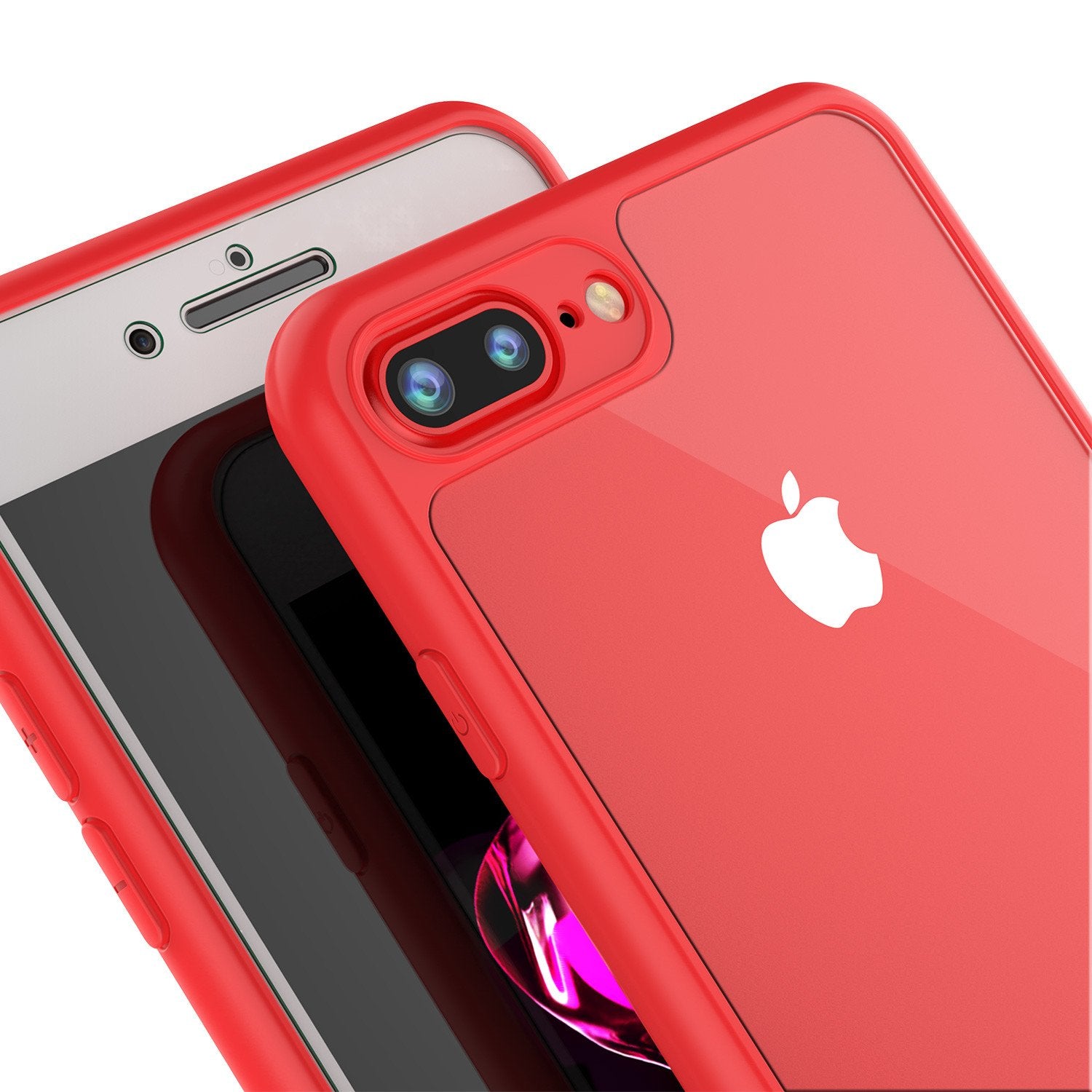 iPhone 7+ Plus Case [MASK Series] [RED] Full Body Hybrid Dual Layer TPU Cover W/ protective Tempered Glass Screen Protector - PunkCase NZ