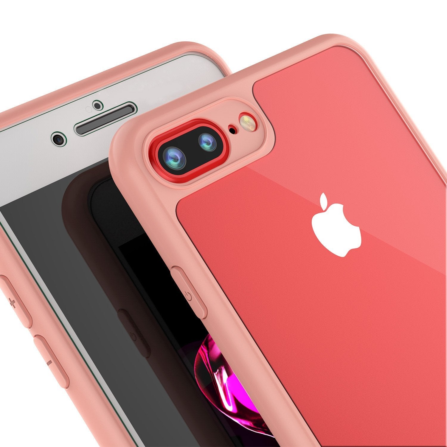 iPhone 8+ Plus Case [MASK Series] [PINK] Full Body Hybrid Dual Layer TPU Cover W/ protective Tempered Glass Screen Protector - PunkCase NZ