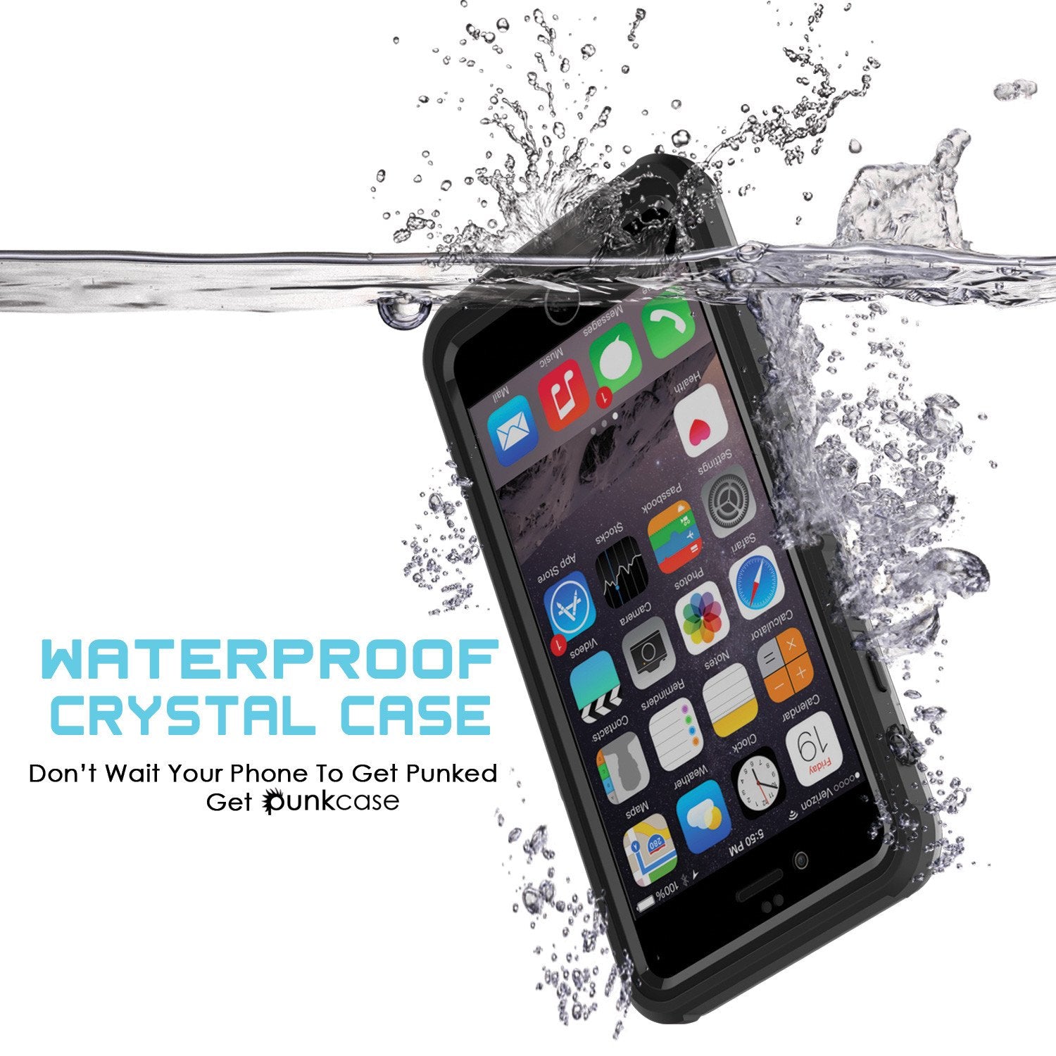iPhone 6/6S Waterproof Case, PUNKcase CRYSTAL Black W/ Attached Screen Protector  | Warranty - PunkCase NZ