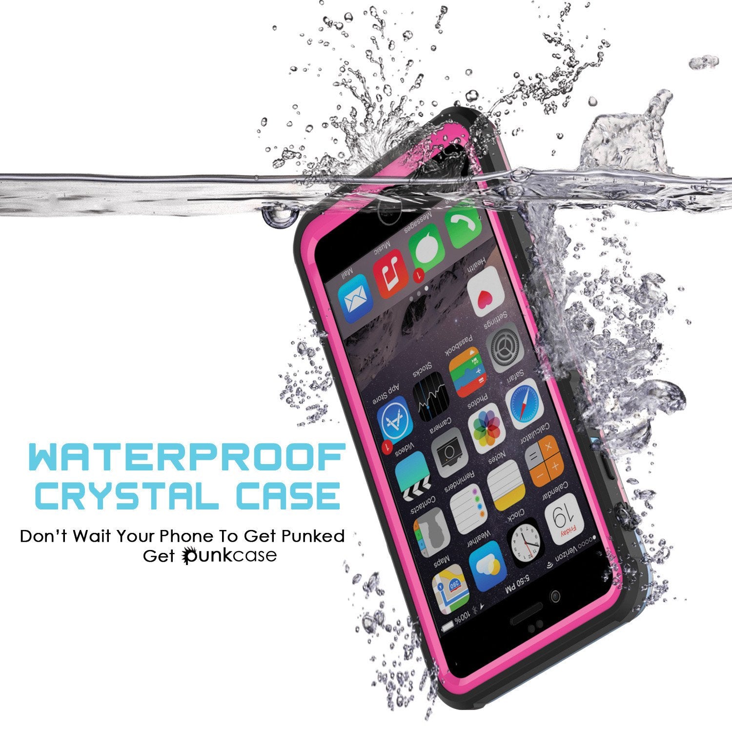 iPhone 6+/6S+ Plus Waterproof Case, PUNKcase CRYSTAL Pink W/ Attached Screen Protector | Warranty - PunkCase NZ