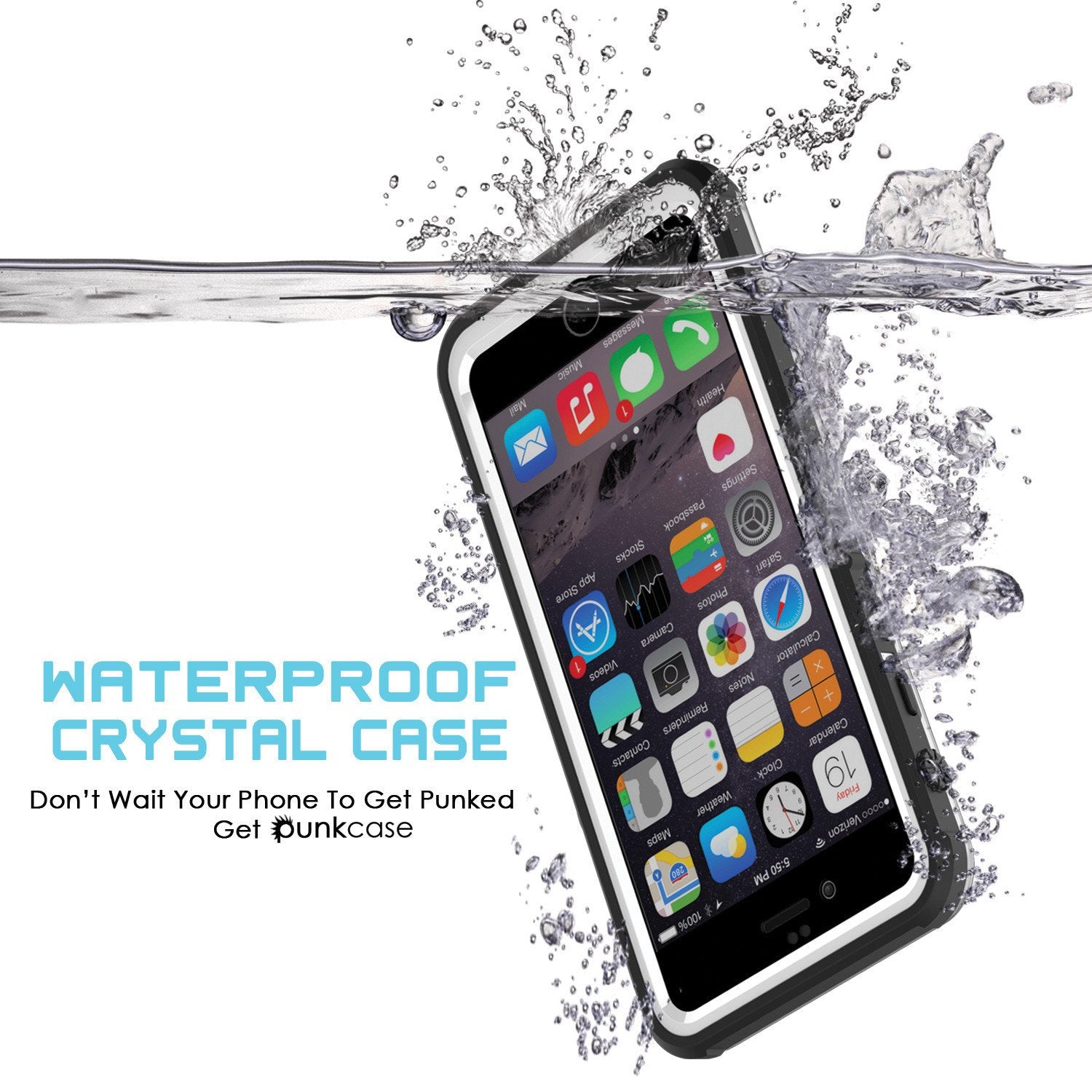 iPhone 6+/6S+ Plus Waterproof Case, PUNKcase CRYSTAL White W/ Attached Screen Protector | Warranty - PunkCase NZ
