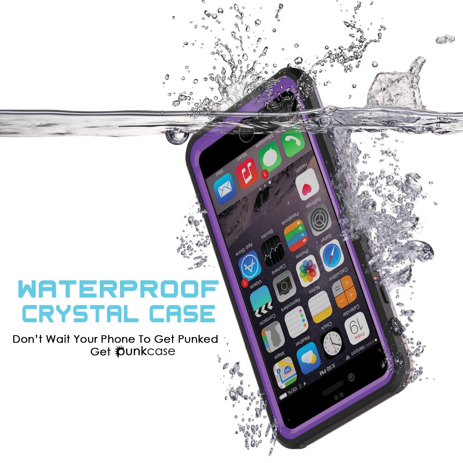 iPhone 6/6S Waterproof Case, PUNKcase CRYSTAL Purple W/ Attached Screen Protector  | Warranty - PunkCase NZ